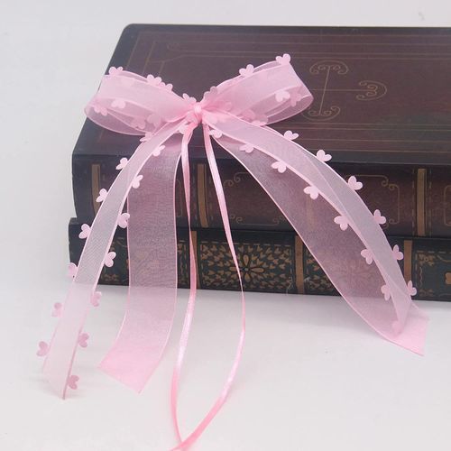 30Pcs Noeuds avec Coeurs pour Mariage et Voitures Nuptiales - Ruban de Tull et Satin - Facile à Attacher(Rose)