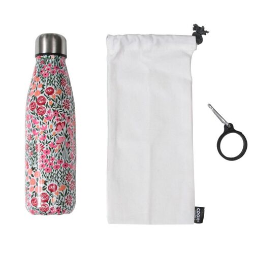 Coffret Bouteille Isotherme "Fleurie" 25cm Multicolore