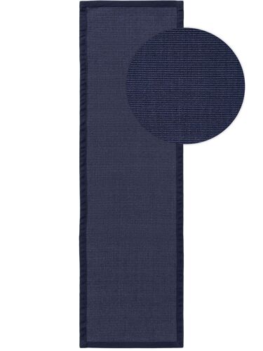 Tapis Poil Ras Sisal Sana Bleu 70x240 Cm - Tapis Poil Court Design Moderne Pour Salon