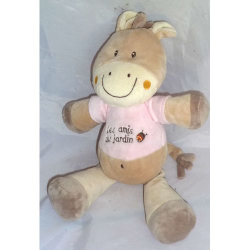 Doudou Cheval Poney Beige Rose "Les Amis Du Jardin Bébérêve Casino Gd Mod. 29cm