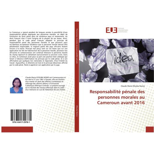 Responsabilité Pénale Des Personnes Morales Au Cameroun Avant 2016