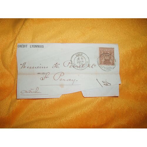 Fragment De 1879 A Destination De St Peray / 3 Cachets 2 De Lyon 1 De St Peray / Timbre Type Sage 30c. Marron?