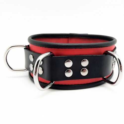 Collier & Laisse Collier En Cuir 3 Anneaux D Rouge-Noir The Red