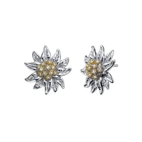 Charmantes Boucles D'oreilles En Argent Protégé Avec Cristaux 40551.S