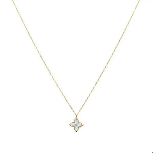 Collier - Rubya - Acier Doré - Nacre Blanche - Fermoir Mousqueton