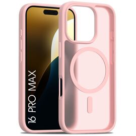 Coque pour iPhone 16 Pro Max, Protection avec Anneau Magnétique Antichoc Translucide Rose - E.F.Connection