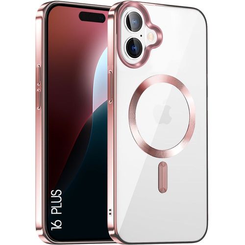 Coque Pour Iphone 16 Plus, Protection Antichoc Contour Chromé Rose Avec Cercle Magnétique - E.F.Connection