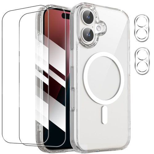 Coque pour iPhone 16 Plus avec Cercle Magnétique + 2 Verres Trempés et 2 Protections Caméra Arrière - E.F.Connection