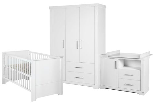 Chambre Bébé Complète Maxi - Roba - Lit Bébé 70x140 Cm + Commode À Langer + Armoire - Blanc