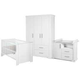 Chambre Bébé Complète Maxi - Roba - Lit Bébé 70x140 Cm + Commode À Langer + Armoire - Blanc