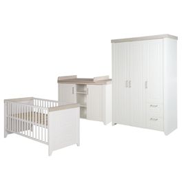 Chambre Bébé Complète Felicia - Roba - Lit 70x140 Cm - Commode À Langer - Armoire - Blanc
