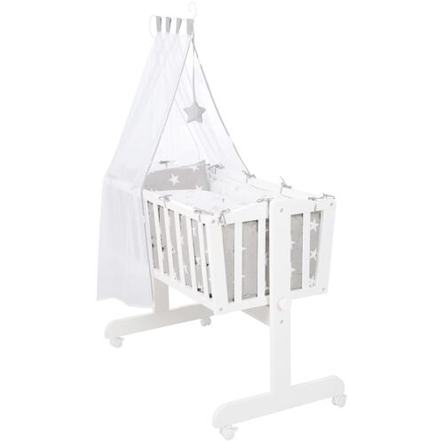 Roba Berceau Complet "Little Stars" À 4 Roues - 40 X 90 Cm - Blanc