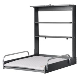 Roba Table À Langer Murale Pliante Avec Matelas À Langer Imperméable Et Étagères Intégrées - Facile À Installer - Bois Anthracite