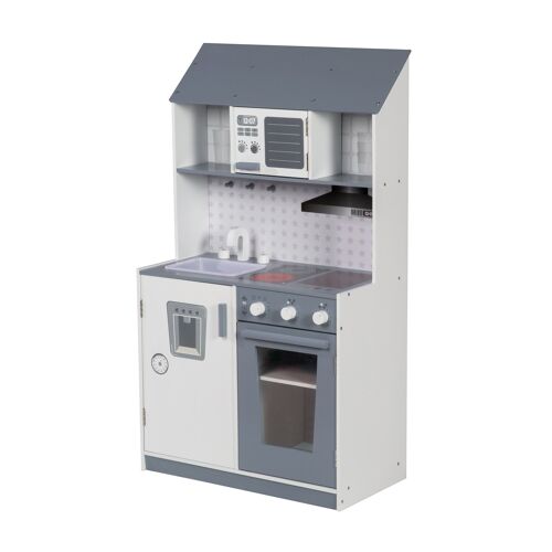 Cuisine Enfant En Bois - Roba - Avec Plaque De Cuisson Équipée - Jouets D'imitation - Gris/Blanc