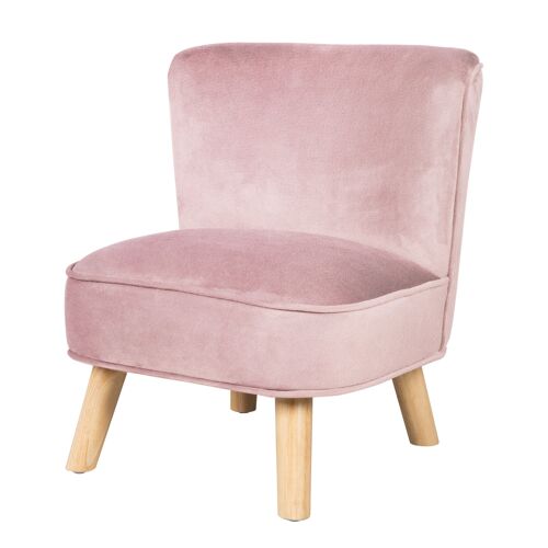 Roba Fauteuil Enfant En Velours Lil Sofa - Style Scandinave - Pieds En Bois Massif - Rose