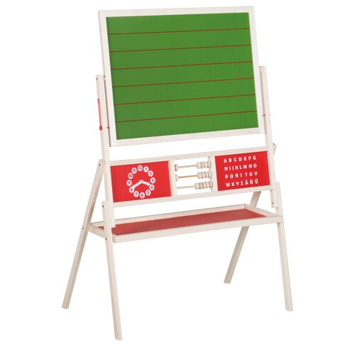Tableau Enfant Double Face Magnétique Et Craie - Roba - Avec Horloge Et Boulier - Vert - L 83 X P 47 X H 124 Cm