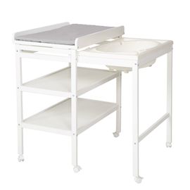 Roba Table À Langer Avec Baignoire Coulissante Blanche Baby Pool Et Matelas À Langer Imperméable Gris