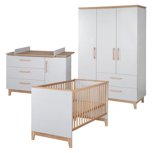 Chambre Bébé Complète Roba Caro - Lit Combiné 70x140 - Commode À Langer - Armoire 3 Portes