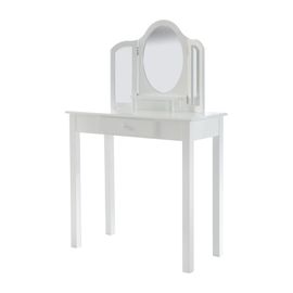 Coiffeuse Enfant Avec Tabouret De Rangement En Bois Blanc