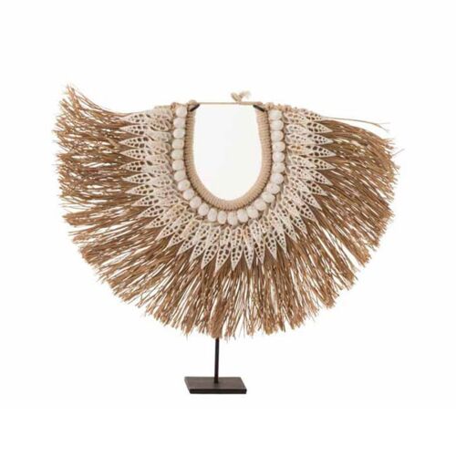 Collier Déco en Bois "Dora" 35cm Naturel & Blanc