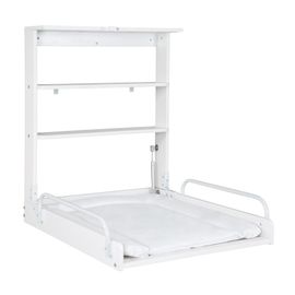Roba Table À Langer Murale Pliante Avec Étagères Et Matelas À Langer Imperméable Résistant - Facile À Installer - Bois Blanc