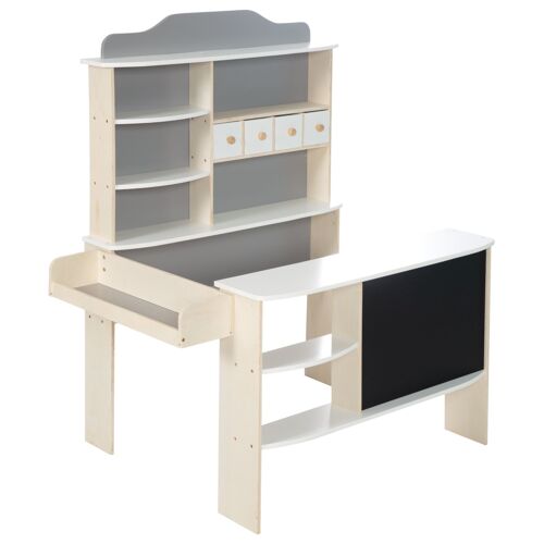 Marchande Enfant En Bois - Roba - Épicerie Avec Tableau Noir - Gris/Blanc