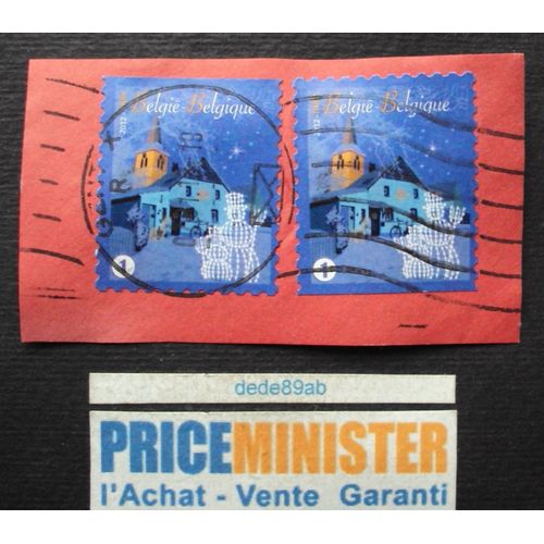 Belgique België.. 2 Timbres (1)  Noël - Jour De L' An . Oblitérés Sur Support.