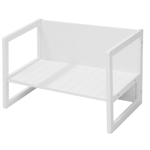 Roba Banquette Enfant Réglable Sur 2 Hauteurs D'assise - Convertible En Table - Style Campagne - Blanc