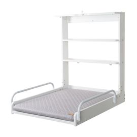 Roba Table À Langer Murale Pliante Avec Matelas À Langer Imperméable Et Étagères Intégrées - Facile À Installer - Bois Blanc