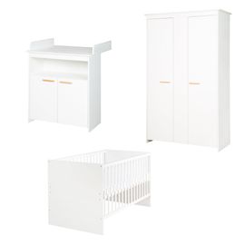 Chambre Bébé Complète Roba Anton - Lit Évolutif 70x140 Cm + Commode À Langer + Armoire 2 Portes - Blanc