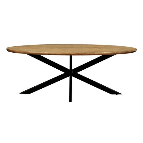 Macy-Table À Manger Ovale 8/10 Personnes L.210 Cm, Manguier Et Métal