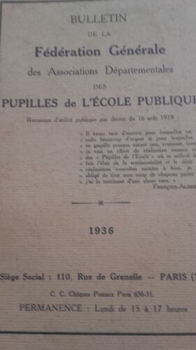 Bulletin De La Federation Generale Des Associations Departementales Des Pupilles De L'ecole Publique