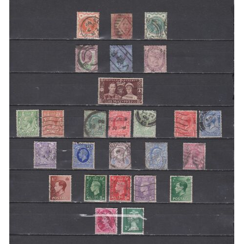 26 Timbres Grande-Bretagne Obliteres De 1858 À 1970
