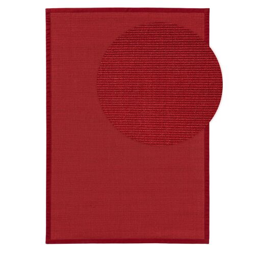 Tapis Poil Ras Sisal Sana Rouge 140x200 Cm - Tapis Poil Court Design Moderne Pour Salon