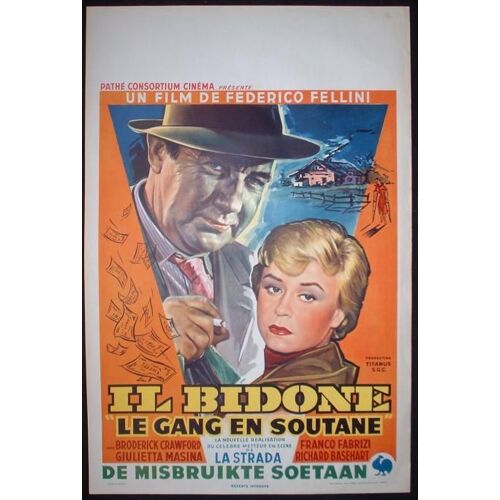 Il Bidone * Film Italien 1955 Federico Fellini - Affiche De Cinéma Originale Belge De 1955 * 35x55 Cm * Original Release Movie Poster * Giulietta Masina, Broderick Crawford *