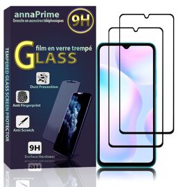 Lot / Pack De 2 Films Verre Trempé Pour Xiaomi Redmi 9a 6.53" De Protection D'écran - Couleur Noir