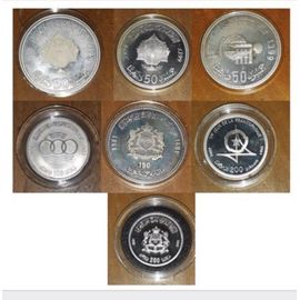 Maroc, 50, 100,150, 200 Dirhams, 7 Pièces Commémoratives 78/91
