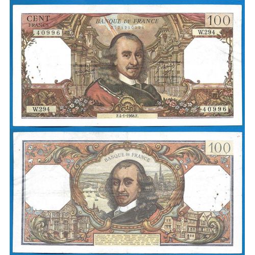 France 100 Francs 1968 Billet Corneille Pierre Franc