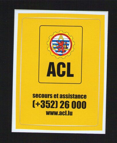 Autocollant Pour Vignette Automobile Sticker Acl Automobile Club Du Grand Duché De Luxembourg