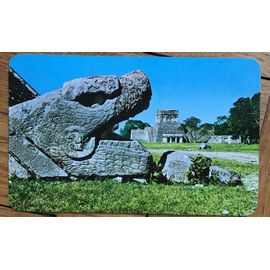 Carte Postale Chichen Izta Mexique « Tête De Serpent À Plumes Prêt À Dévorer Le Temple Du Jaguar Au Fond