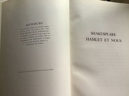 Shakespeare Hamlet Et Nous Suivi De Murmures Aragon Picasso