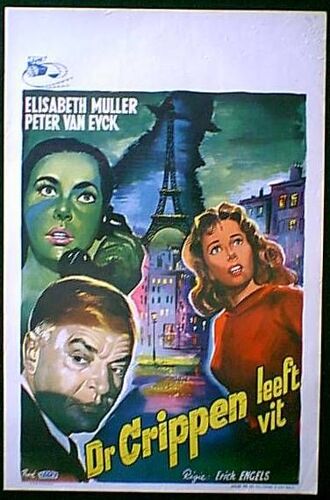 Le Docteur Crippen Vit * Dr. Crippen Lebt Vit * Erich Engels - Film 1958 - Affiche De Cinema Originale Belge - 35x55cm * Original Release Movie Poster * Elisabeth Muller ; Peter Van Eyck - Tour Eiffef