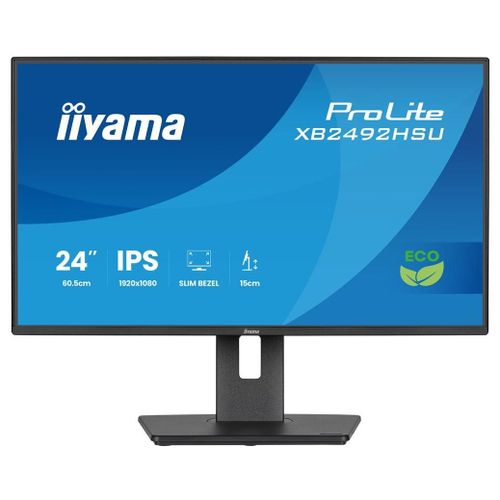 iiyama ProLite XB2492HSU-B1 - Écran LED - 24" (23.8" visualisable) - 1920 x 1080 Full HD (1080p) @ 120 Hz - IPS - 300 cd/m² - 1500:1 - 3 ms - HDMI, DisplayPort - haut-parleurs - noir, mat