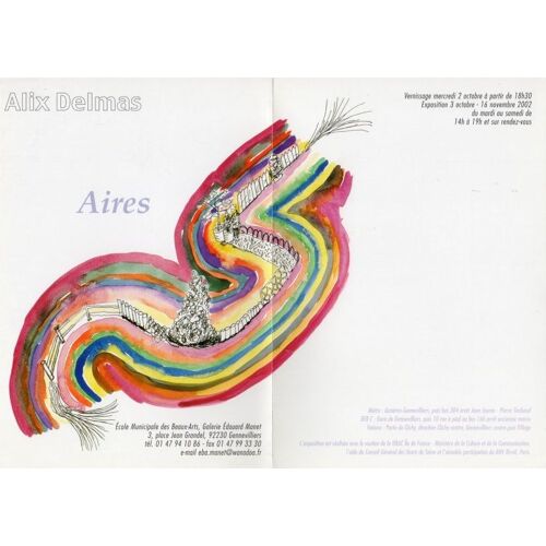 Carton D'invitation De L'exposition De Alix Delmas "Aires" À La Galerie Municipale Des Beaux-Arts, Galerie Edouard Manet Le 2 Octobre 2002