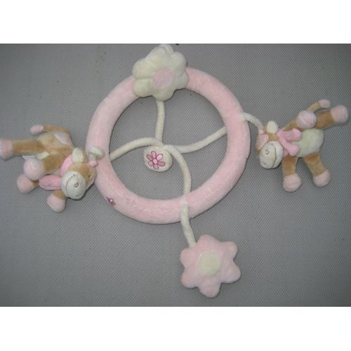 Mobile Accroche Lit Bébé Vache Fleur Rose Noukie's