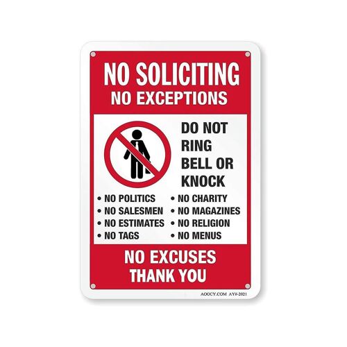 No Soliciting Sign, Funny Decor For House Door Office Business Yard,metal Aluminum Rust Free, No Ex