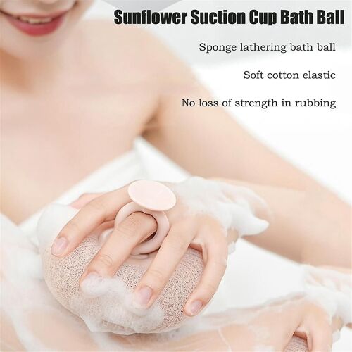 2 Pack Super Soft Sunflower Suction Cup Bath Ball,Loofah Sponge Effectively Exfoliates,Essential ,