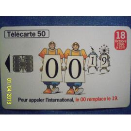 Telecarte Numerotation A 10 Chiffres " 00 19 "