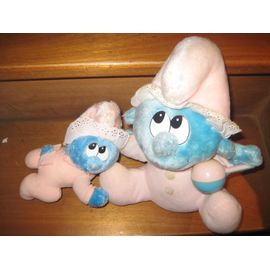 Lot De 2 Doudous Hochets Bébés Schtroumpf 29 Cm Et 26 Cm