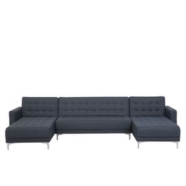 Canapé Panoramique Convertible En Tissu Gris Foncé 5 Places Aberdeen